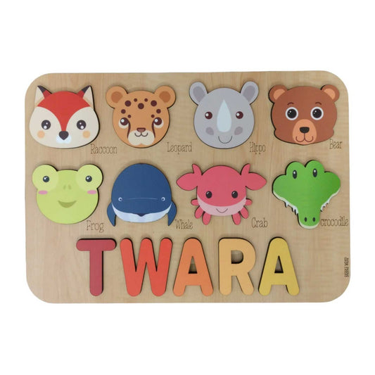 Personalised Wooden Name Puzzle - Fauna (8 Elements)