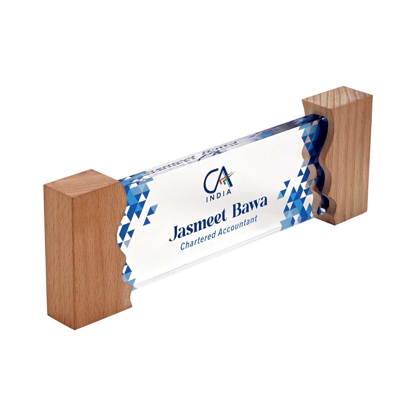 Financial Navigator Desk Name Plate with Wooden Stand