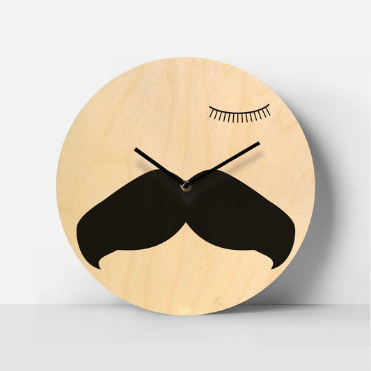 Gentle Stache Birch Clock