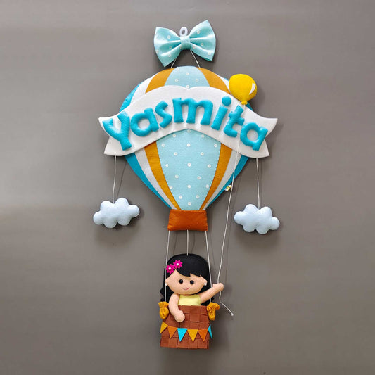 Girl in a Hot Air Balloon - Felt Name Plate