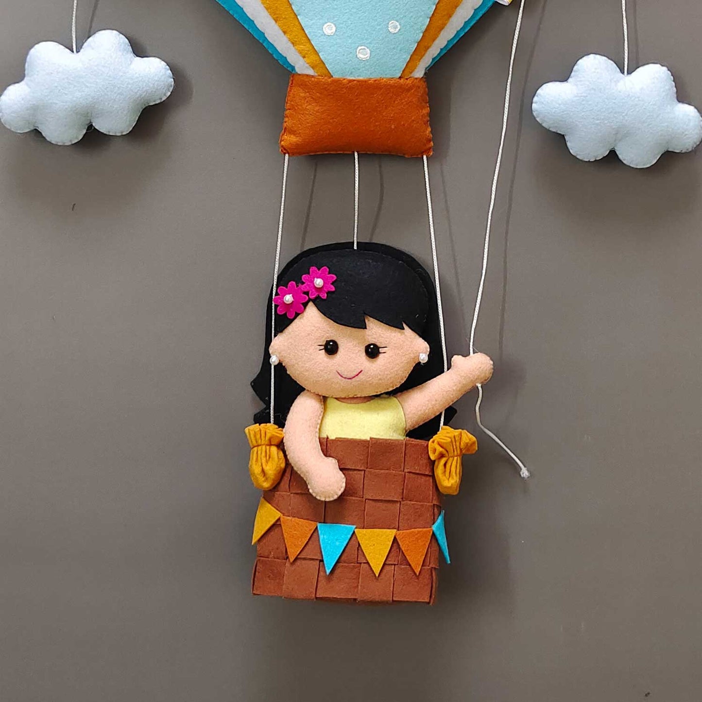 Girl in a Hot Air Balloon - Felt Name Plate