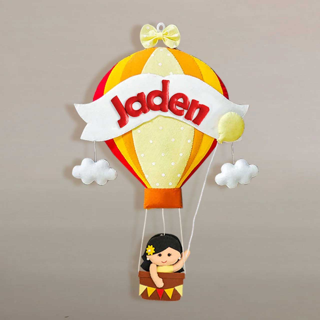 Girl in a Hot Air Balloon - Felt Name Plate