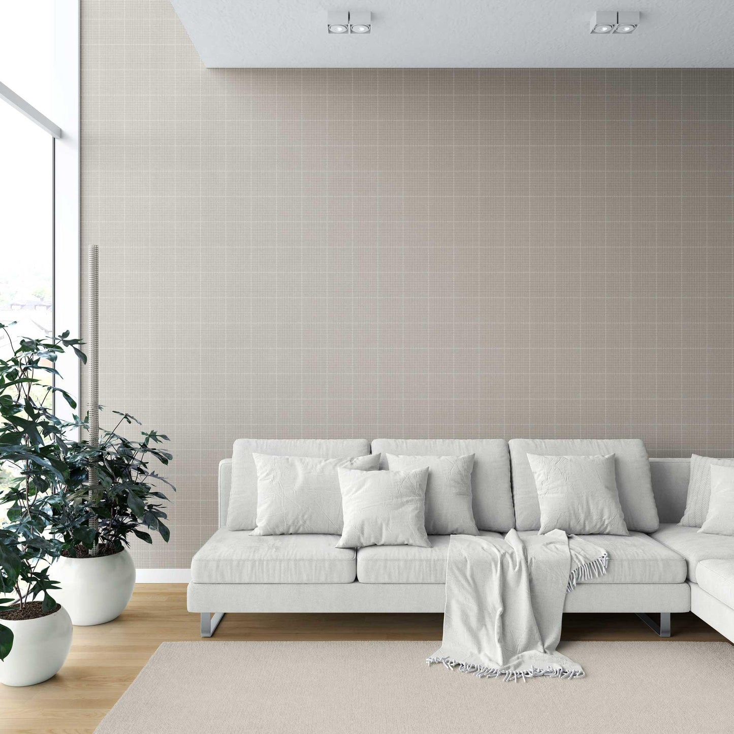 Glenloft Checks Wallpaper - Pebble Ash
