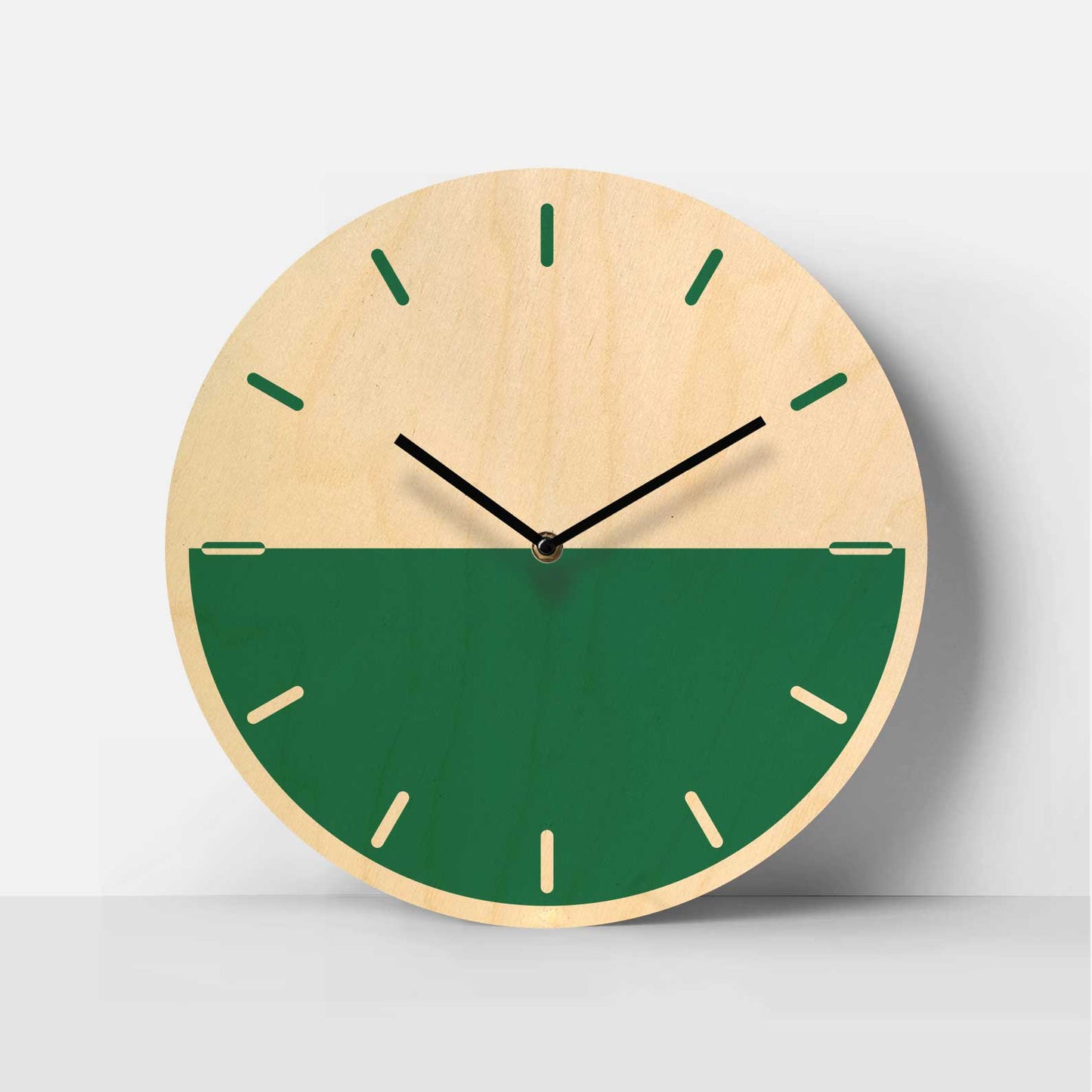 Halfsie Birch Clock - Rich Green