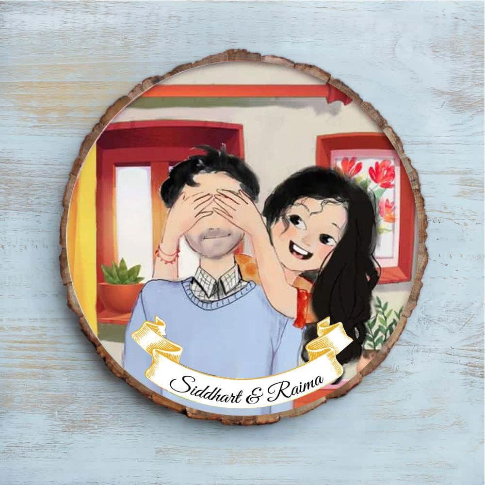 Photo Caricature Nameplate - Sweet Couple - Happy Surrender