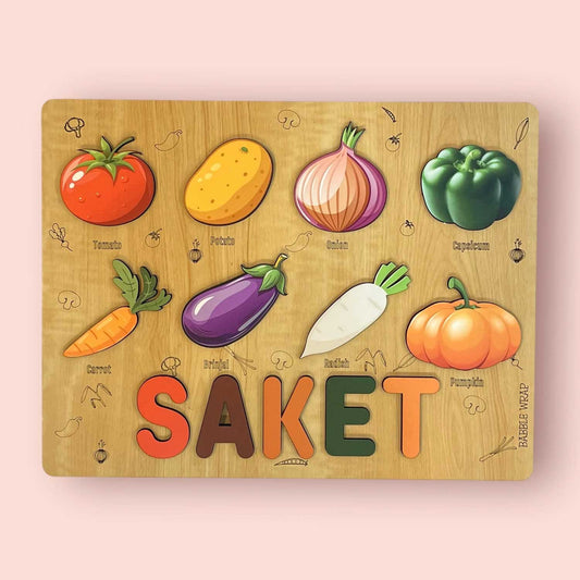 Personalised Wooden Name Puzzle - Healthy Vegetables