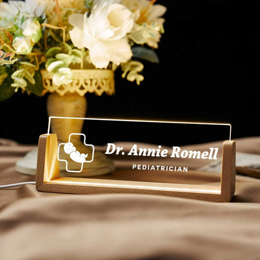 Illuminati Desk Nameplate for Pediatricians (includes LED Lighting)