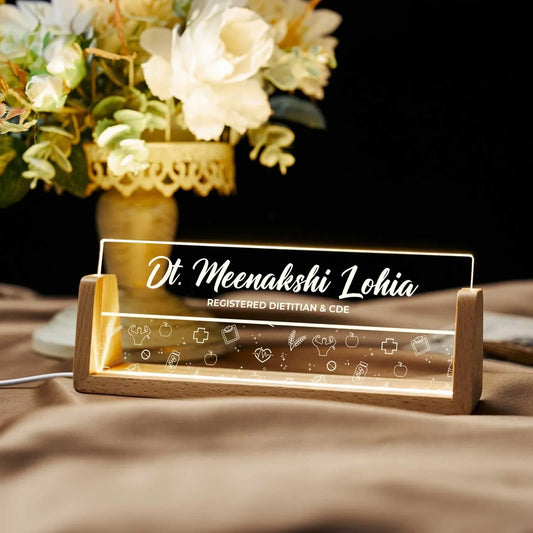 Illuminati Desk Nameplate for Dietitians (includes LED Lighting)