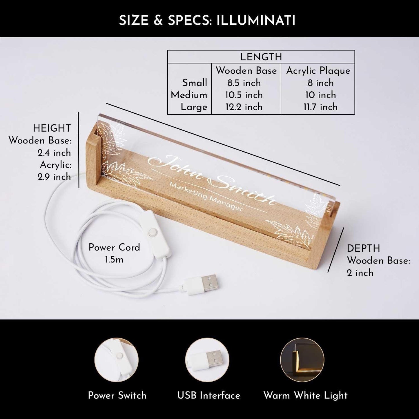 Illuminati Desk Nameplate for Neurologists (includes LED Lighting) - Housenama