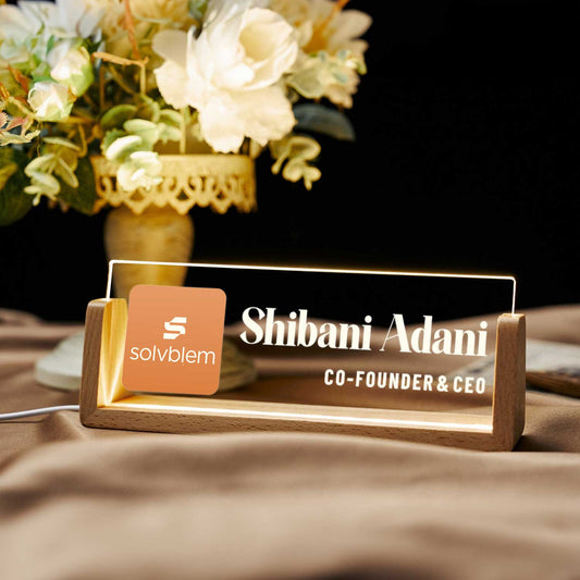 Illuminati Desk Nameplate with Custom Logo (includes LED Lighting)