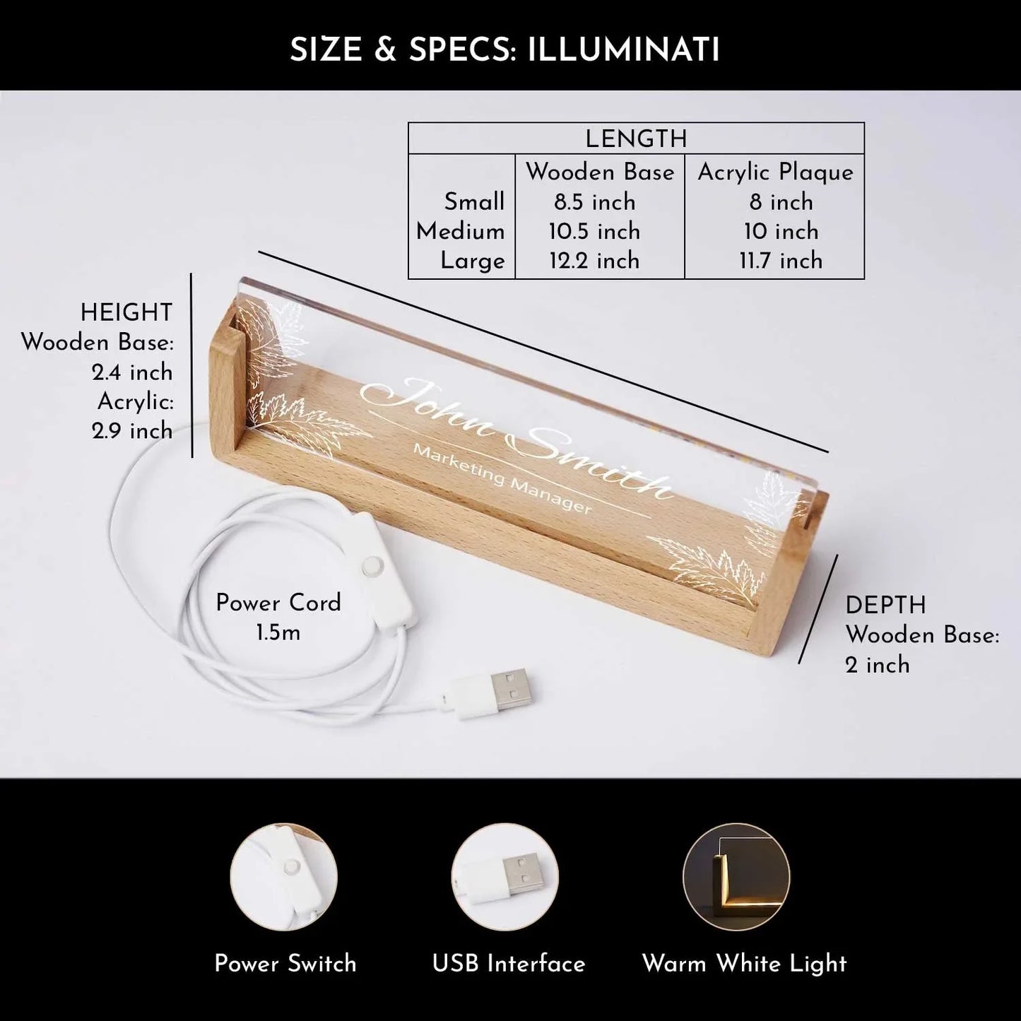 Illuminati Desk Nameplate for Veterinarians (includes LED Lighting)