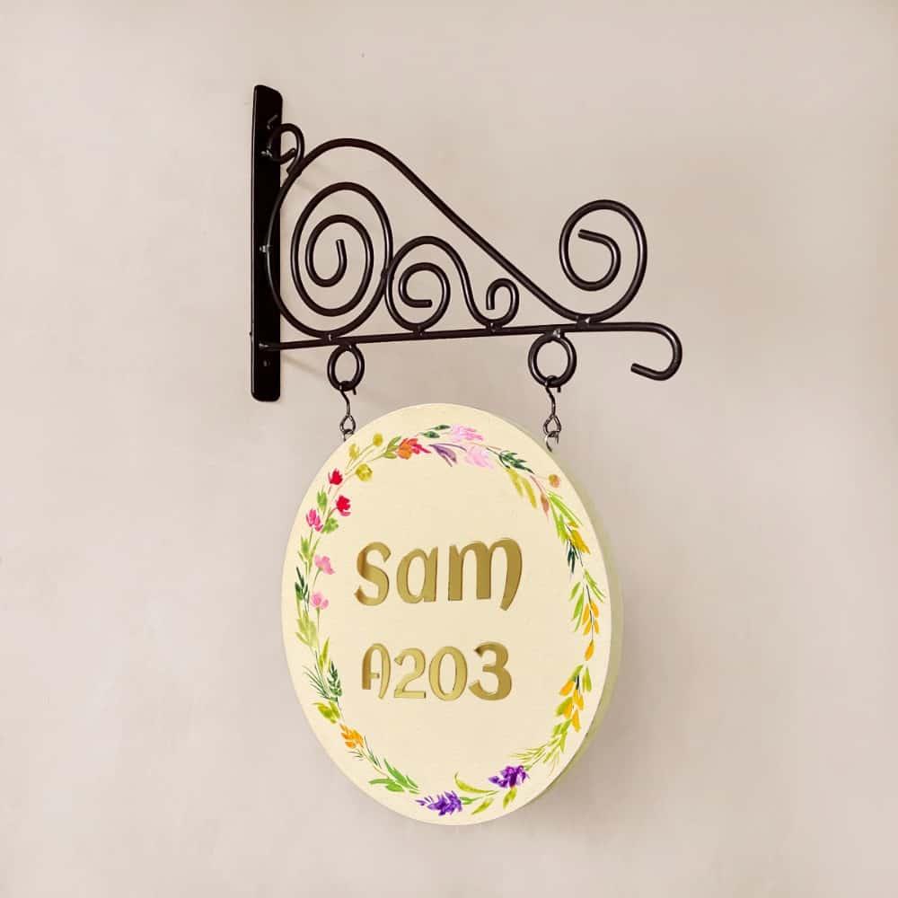 Ivory Aura - Minimal Hand-painted Hanging Nameplate - Housenama