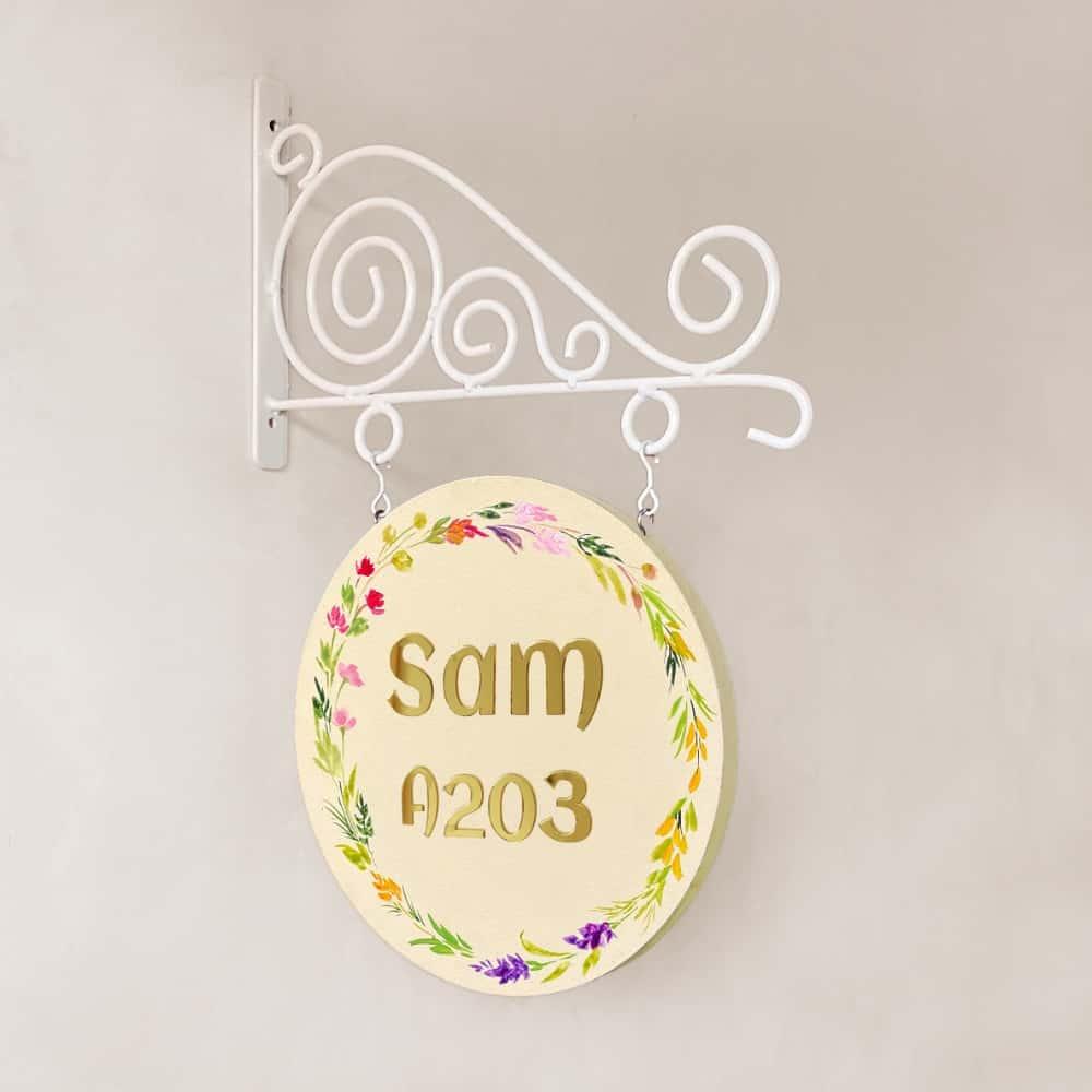 Ivory Aura - Minimal Hand-painted Hanging Nameplate - Housenama