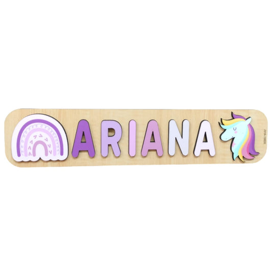 Personalised Wooden Name Puzzle - Mixed Picturesque (2 Elements)