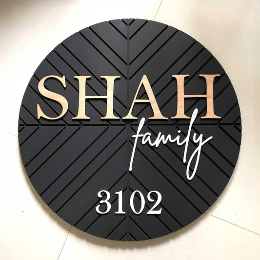 Modern Classic Black Wood Nameplate