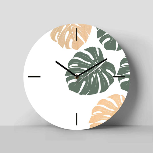 Monstera Whisper Birch Clock - Sage Green