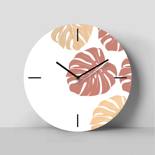 Monstera Whisper Birch Clock - Terracotta Blush
