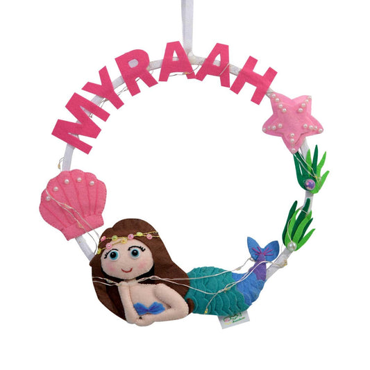 Mystical Mermaid Hoop Name Plate with Fairy Lights - Housenama
