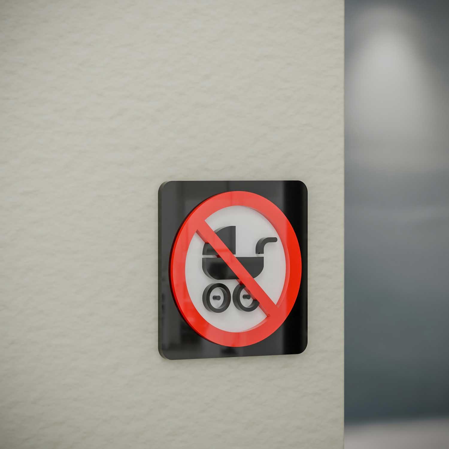 Stroller Warning Sign No Strollers - Layered 3D Prohibition Sign | 5×5 inch – Housenama