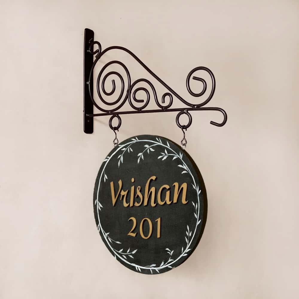 Noble Grey - Minimal Hand-painted Hanging Nameplate - Housenama