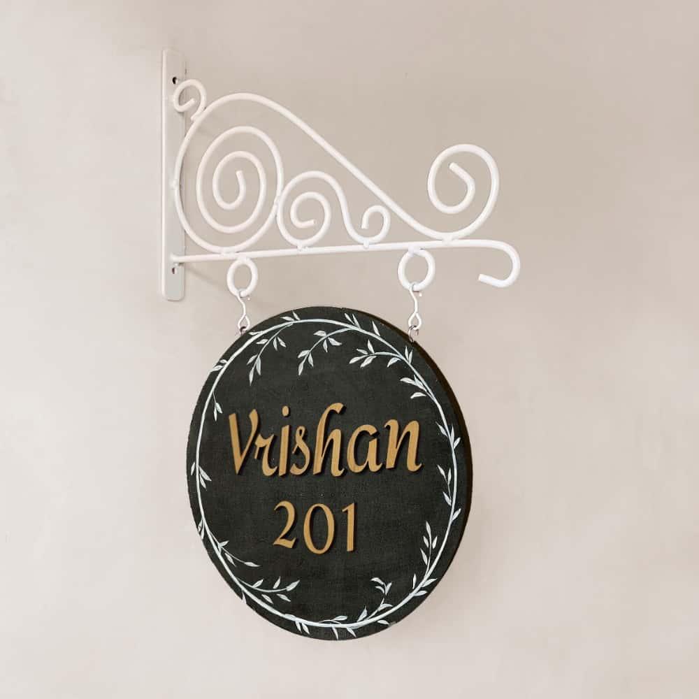 Noble Grey - Minimal Hand-painted Hanging Nameplate - Housenama