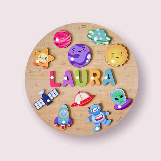 Personalised Wooden Name Puzzle - Outer Space