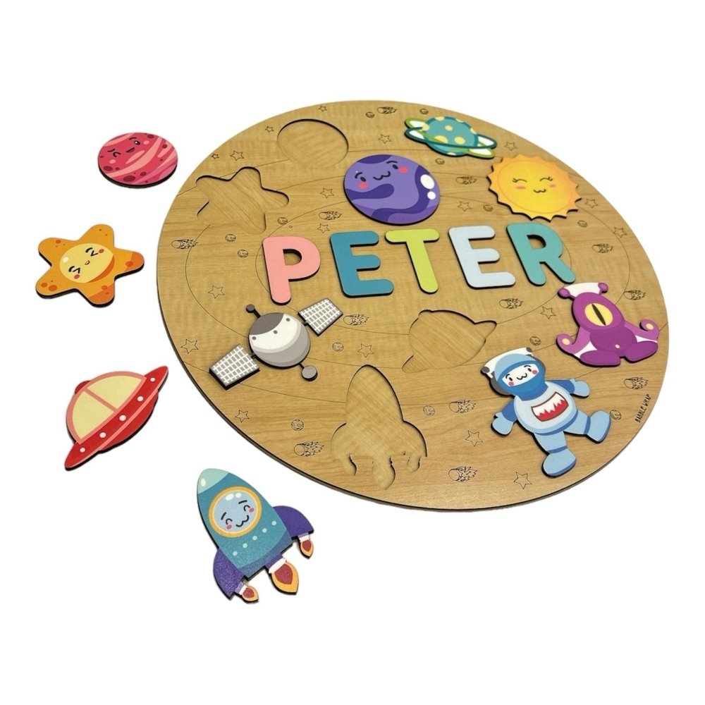 Personalised Wooden Name Puzzle - Outer Space