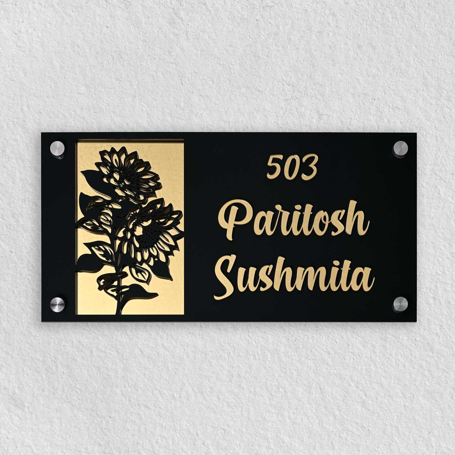 Paritosh Sushmita - Acrylic Name Plate with Raised Lettering - Housenama