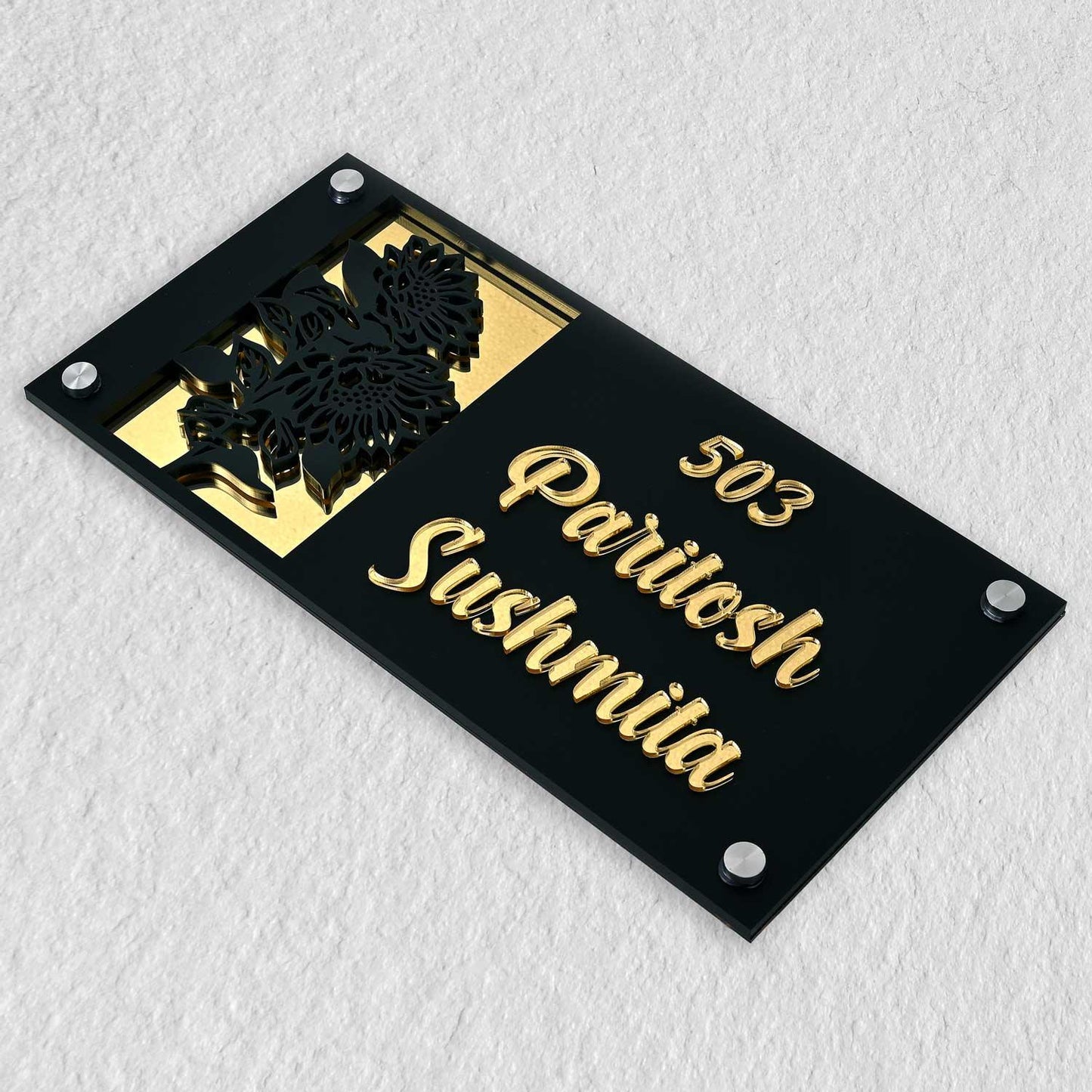 Paritosh Sushmita - Acrylic Name Plate with Raised Lettering - Housenama