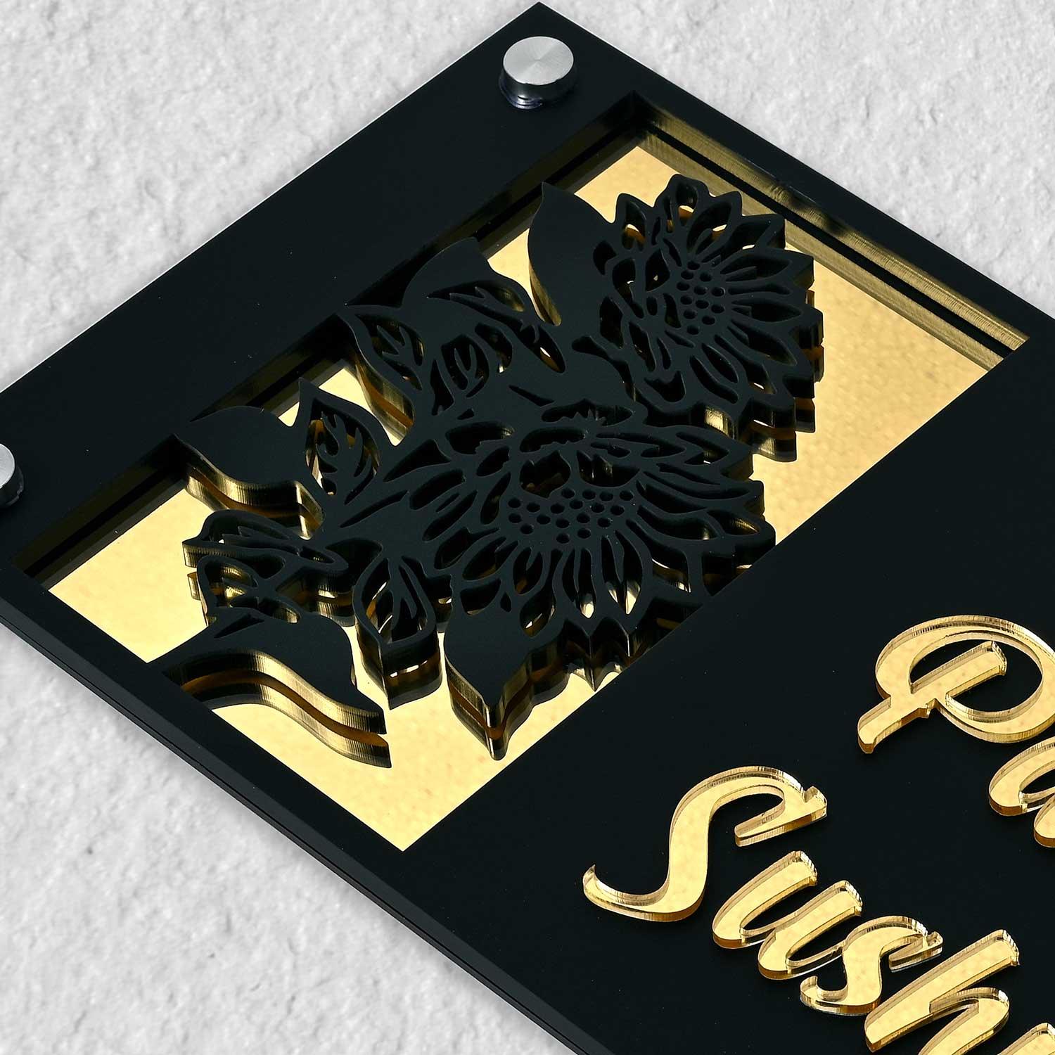 Paritosh Sushmita - Acrylic Name Plate with Raised Lettering - Housenama