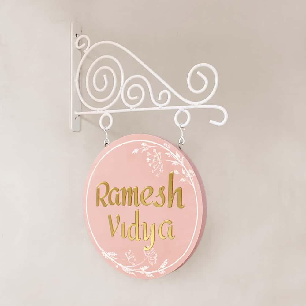 Peach Whisper - Minimal Hand-painted Hanging Nameplate - Housenama