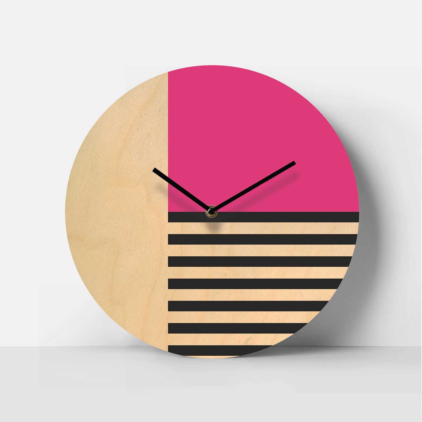 Pink Horizon Birch Clock