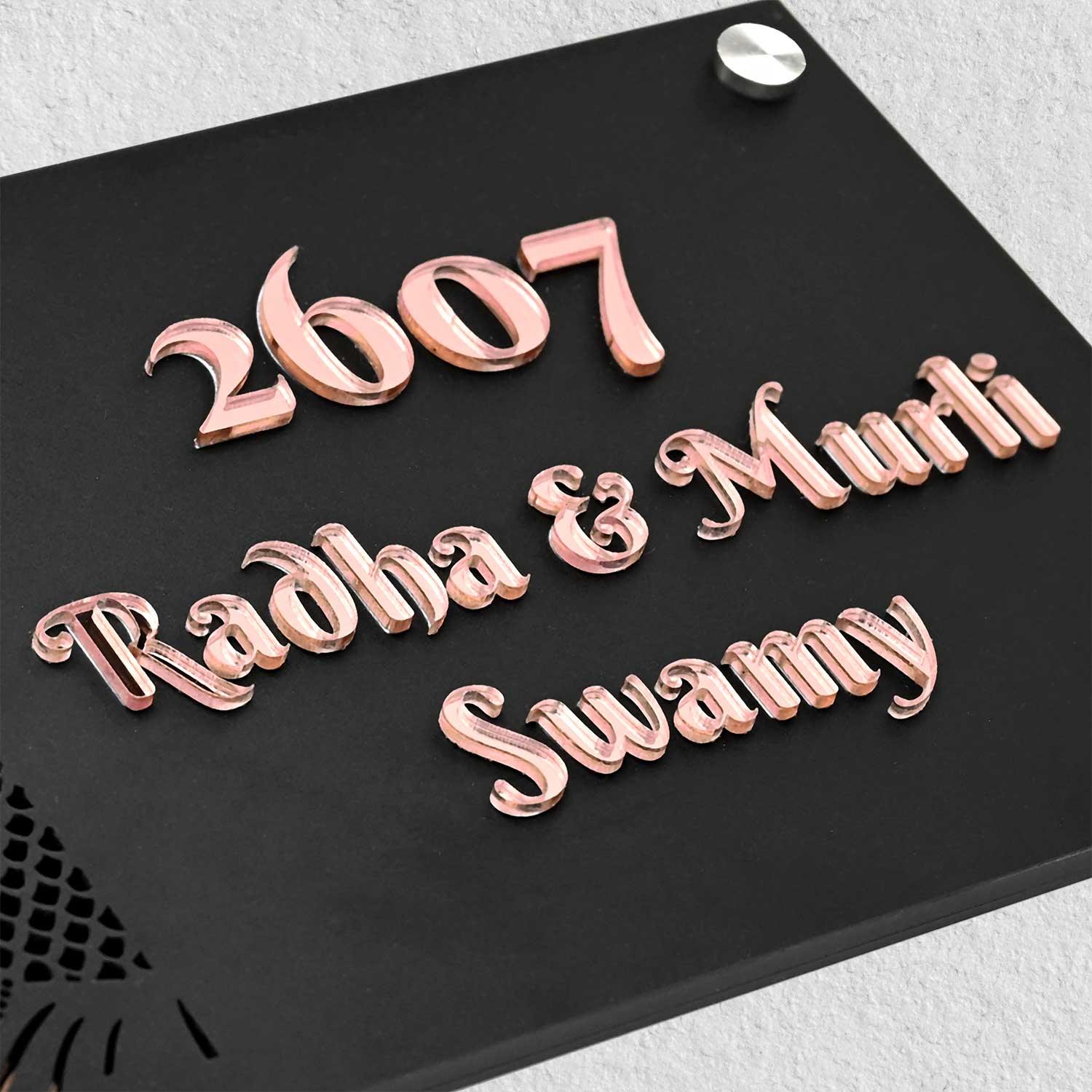 Radha Murli - Acrylic Name Plate with Raised Lettering - Housenama