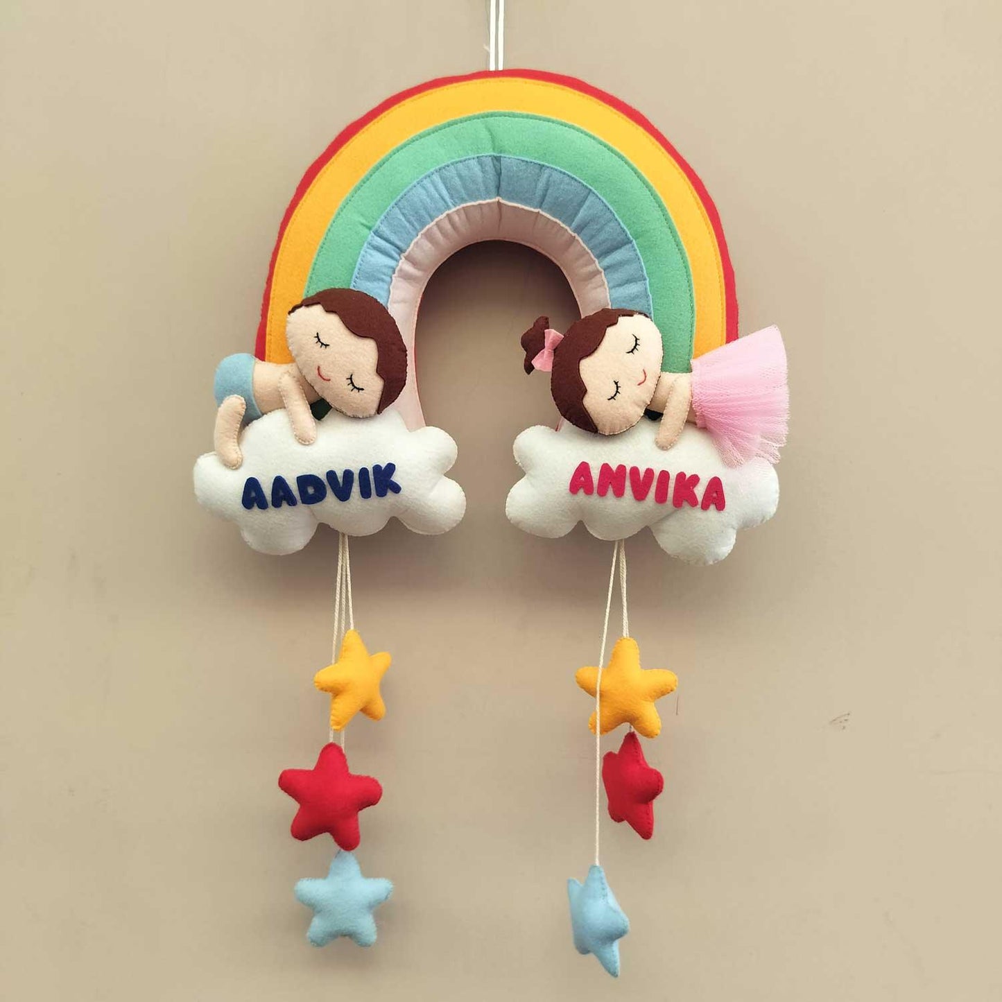 Rainbow Cloud Twin - Felt Wall Hanging