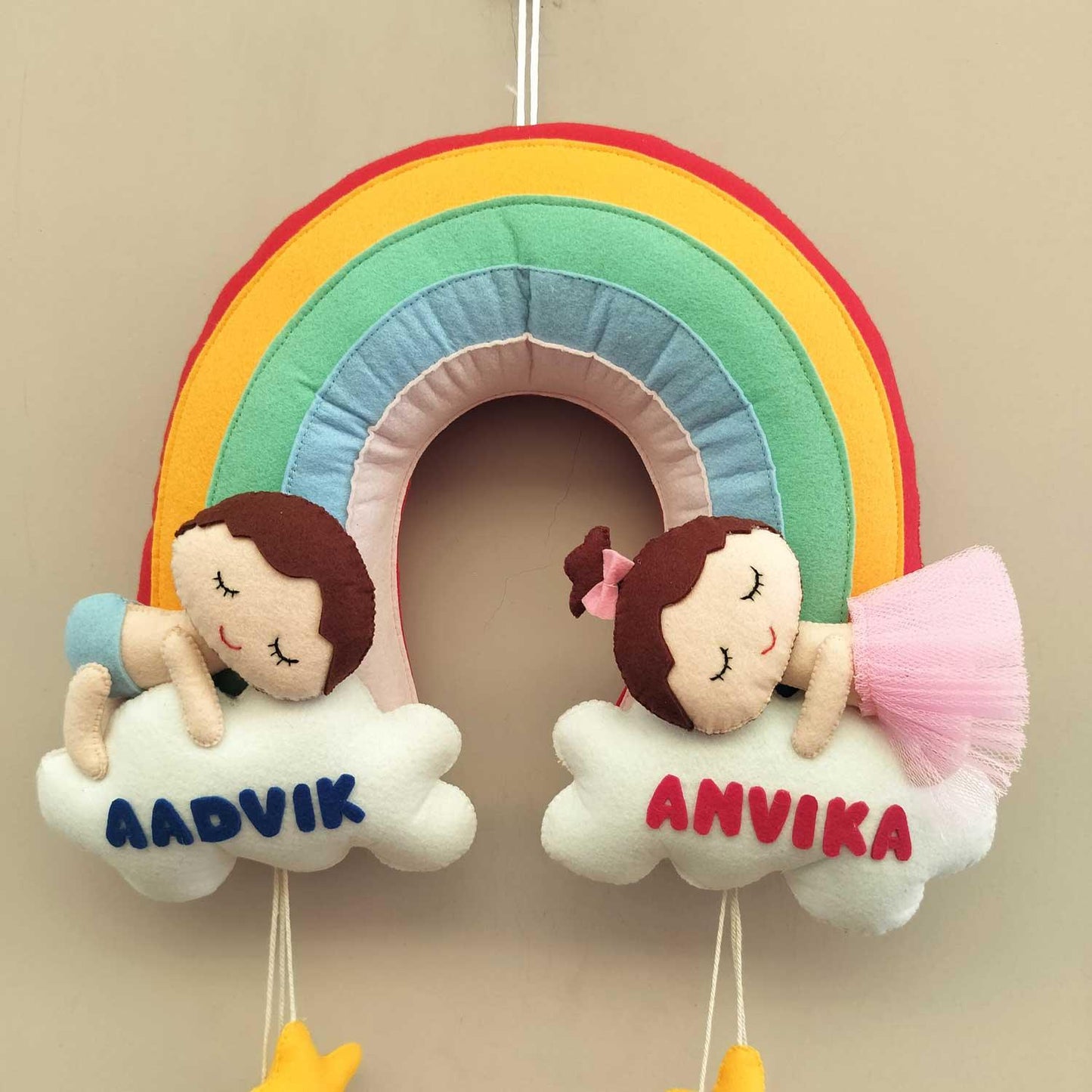 Rainbow Cloud Twin - Felt Wall Hanging