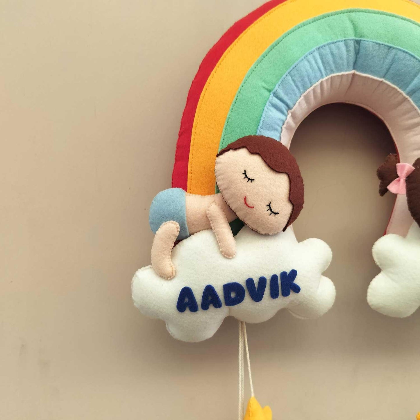 Rainbow Cloud Twin - Felt Wall Hanging