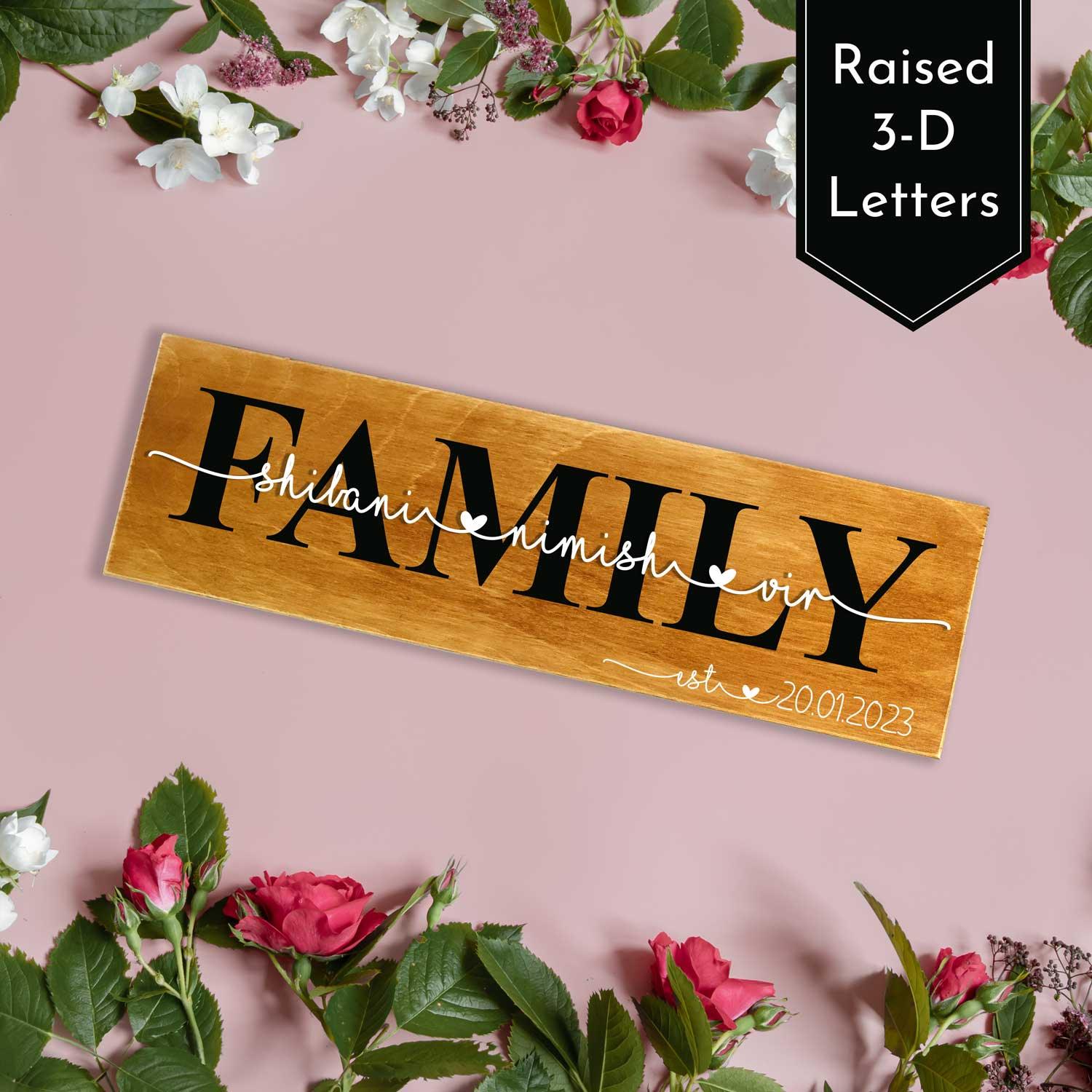 Rustic Wooden Nameplate for Family - Housenama