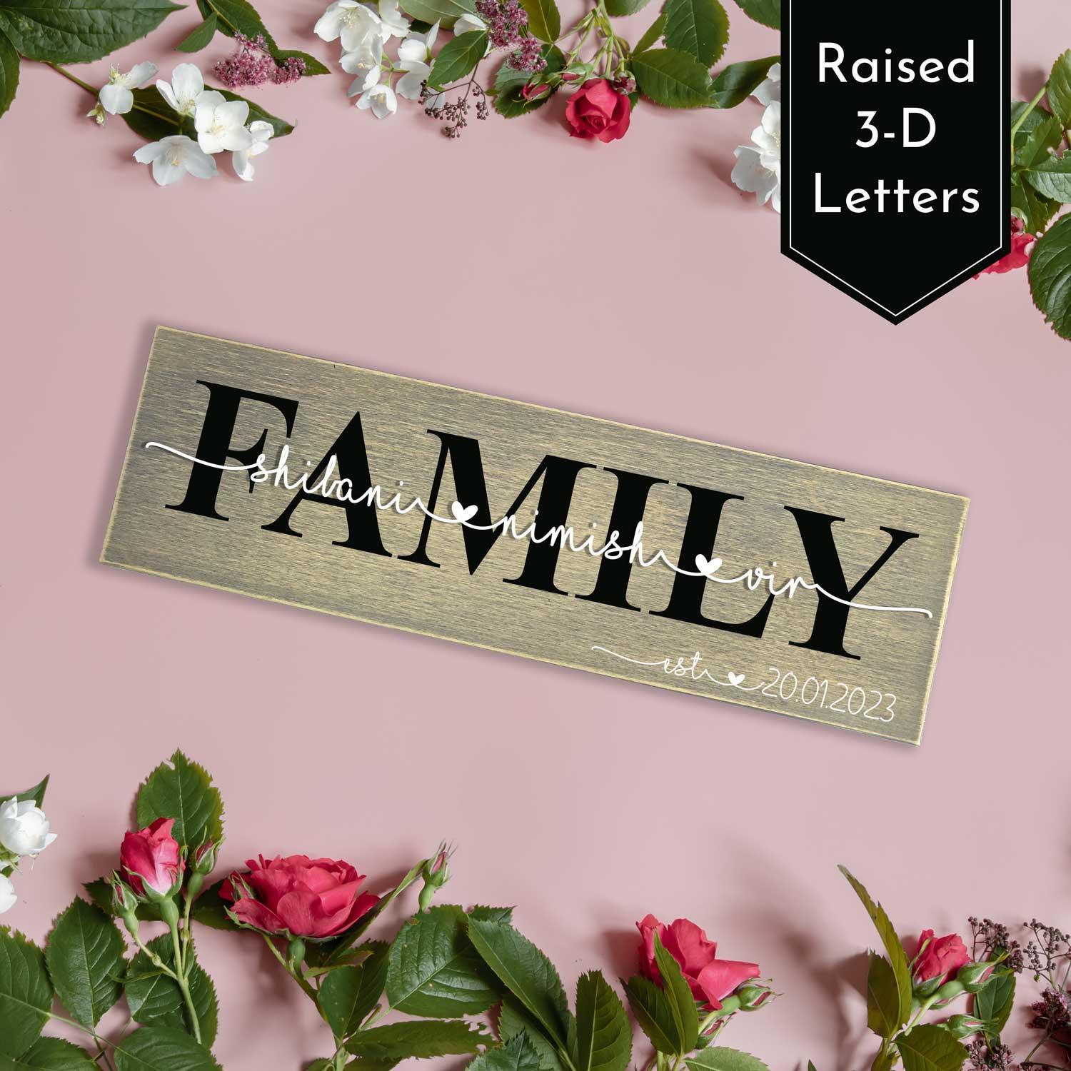 Rustic Wooden Nameplate for Family - Housenama