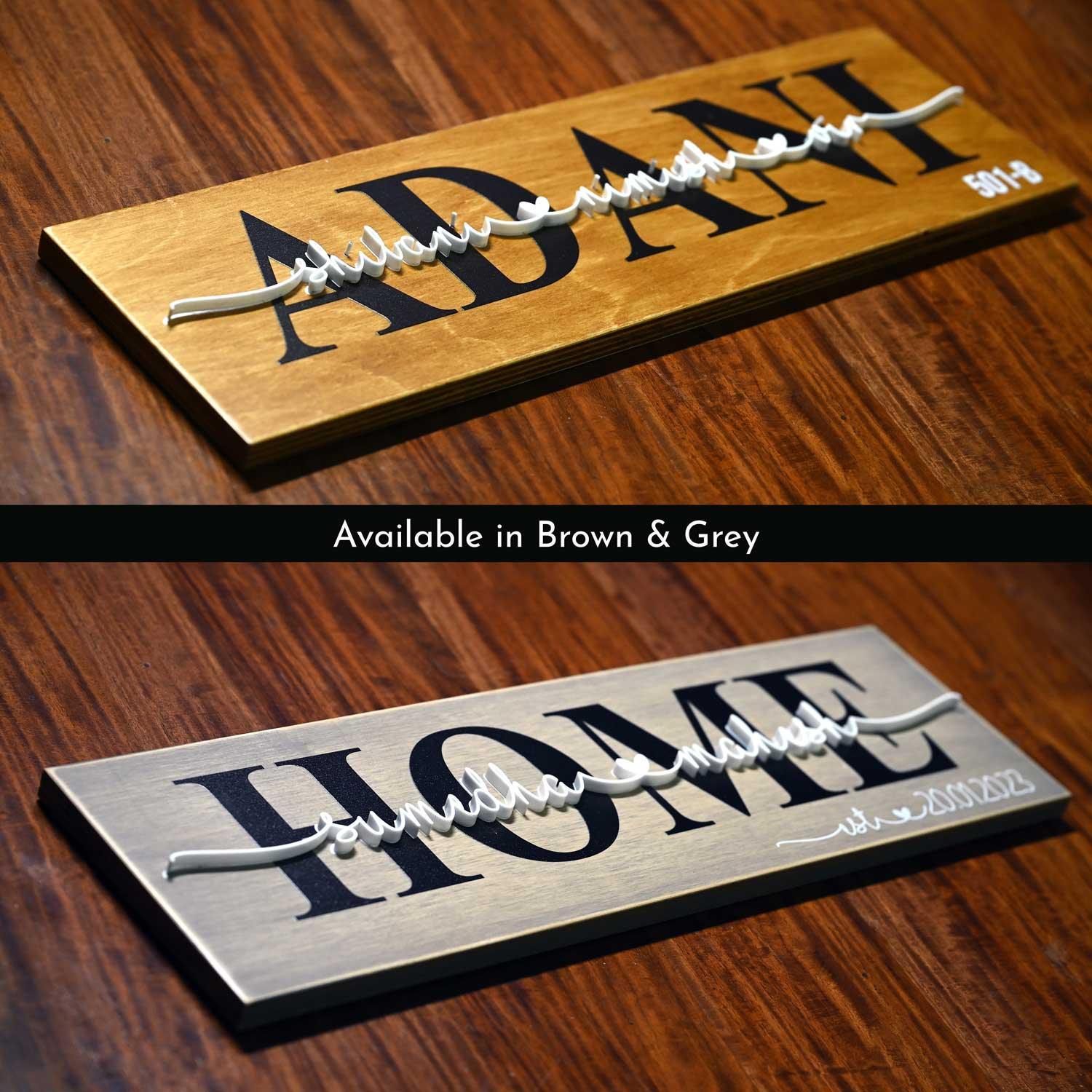 Rustic Wooden Nameplate for Family - Housenama