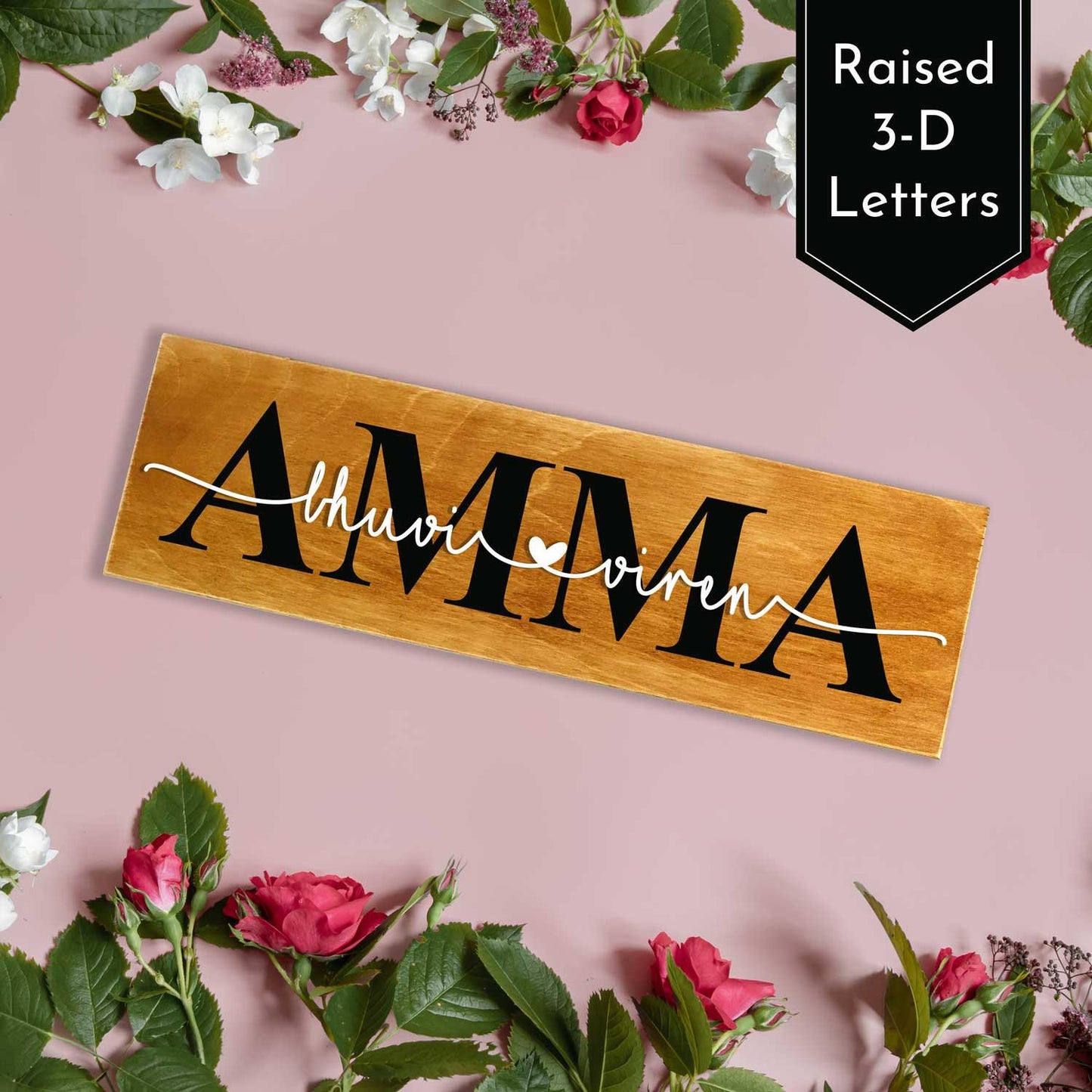 Rustic Wooden Nameplate for Mom - Housenama