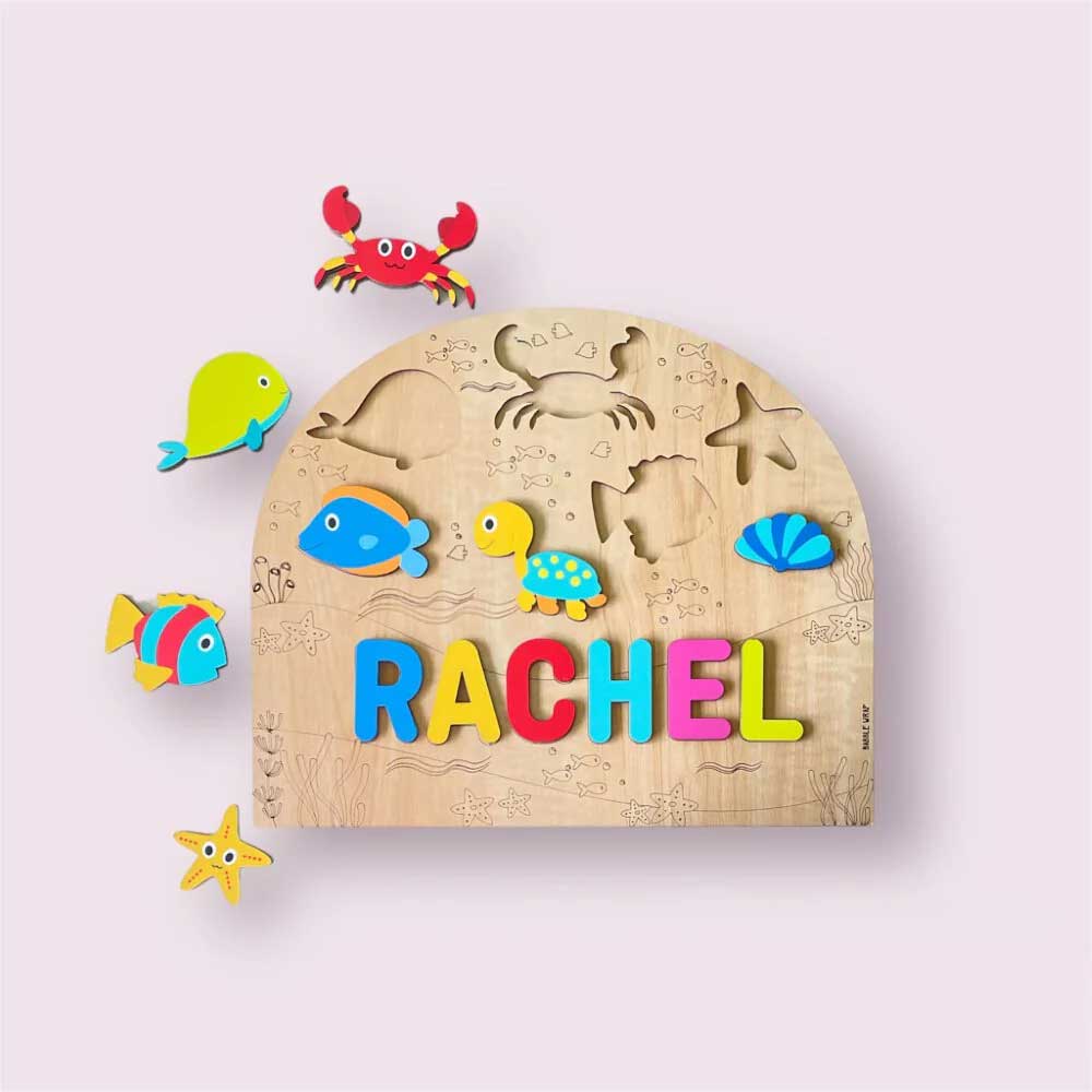 Personalised Wooden Name Puzzle - Sea Creatures