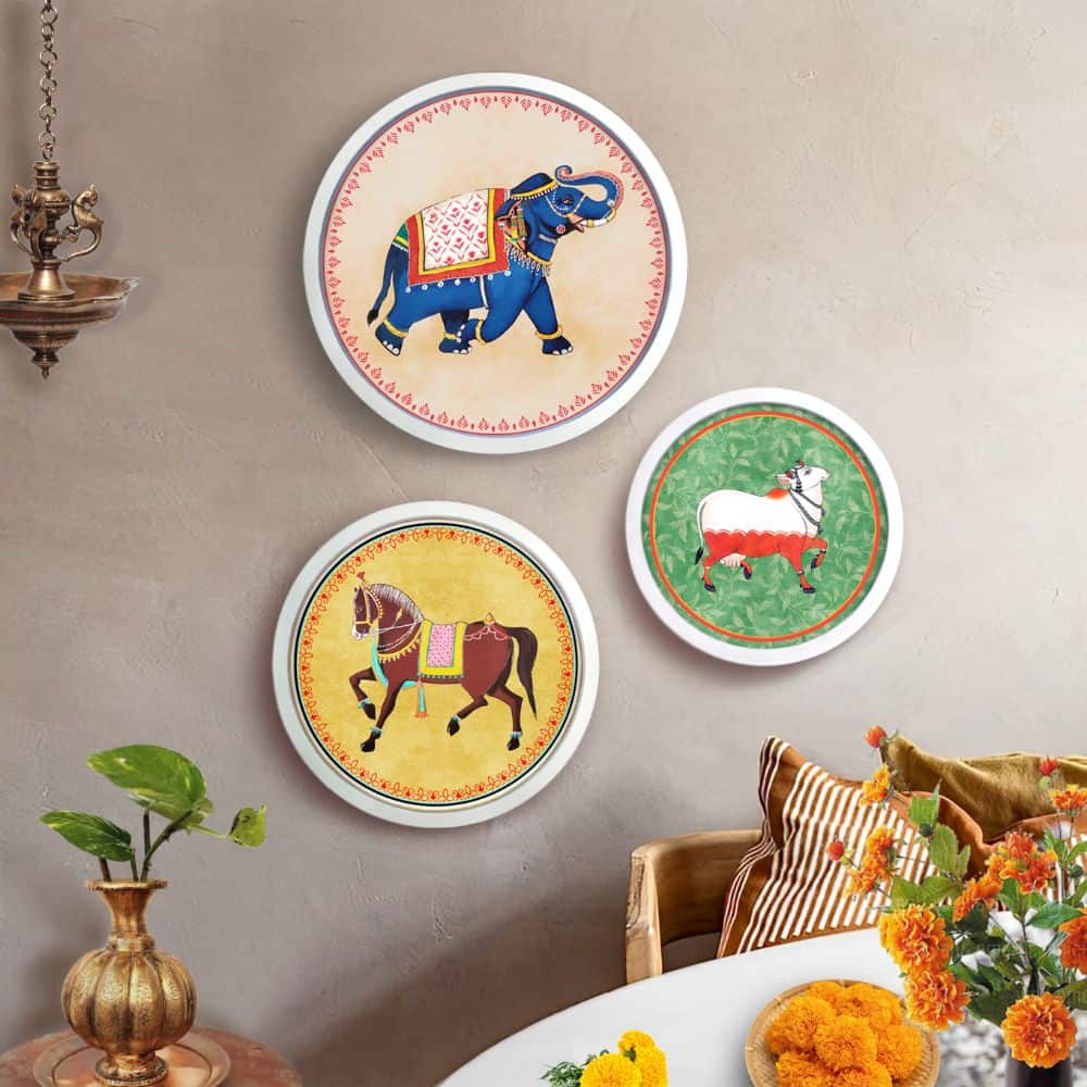 Pichwai-style Framed Wall Art (Set of 3)