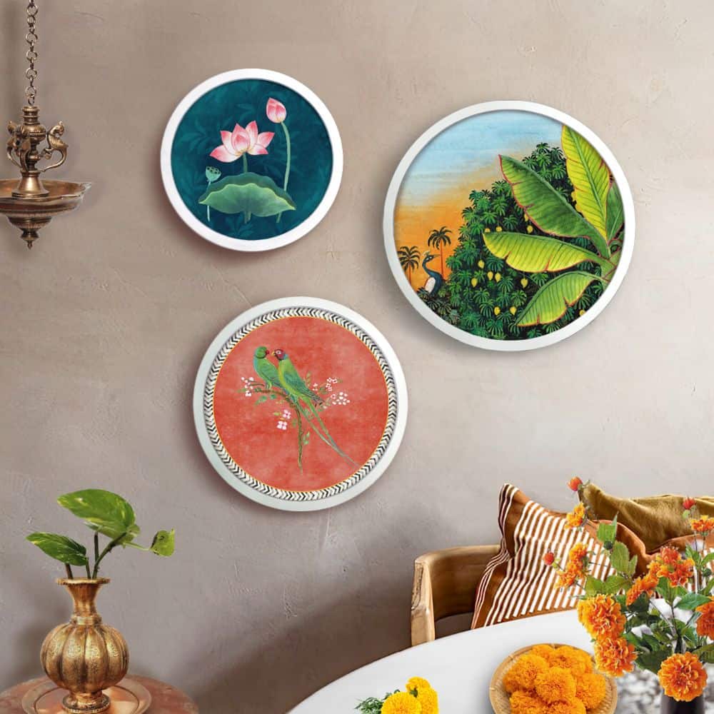 Pichwai-style Framed Wall Art (Set of 3)
