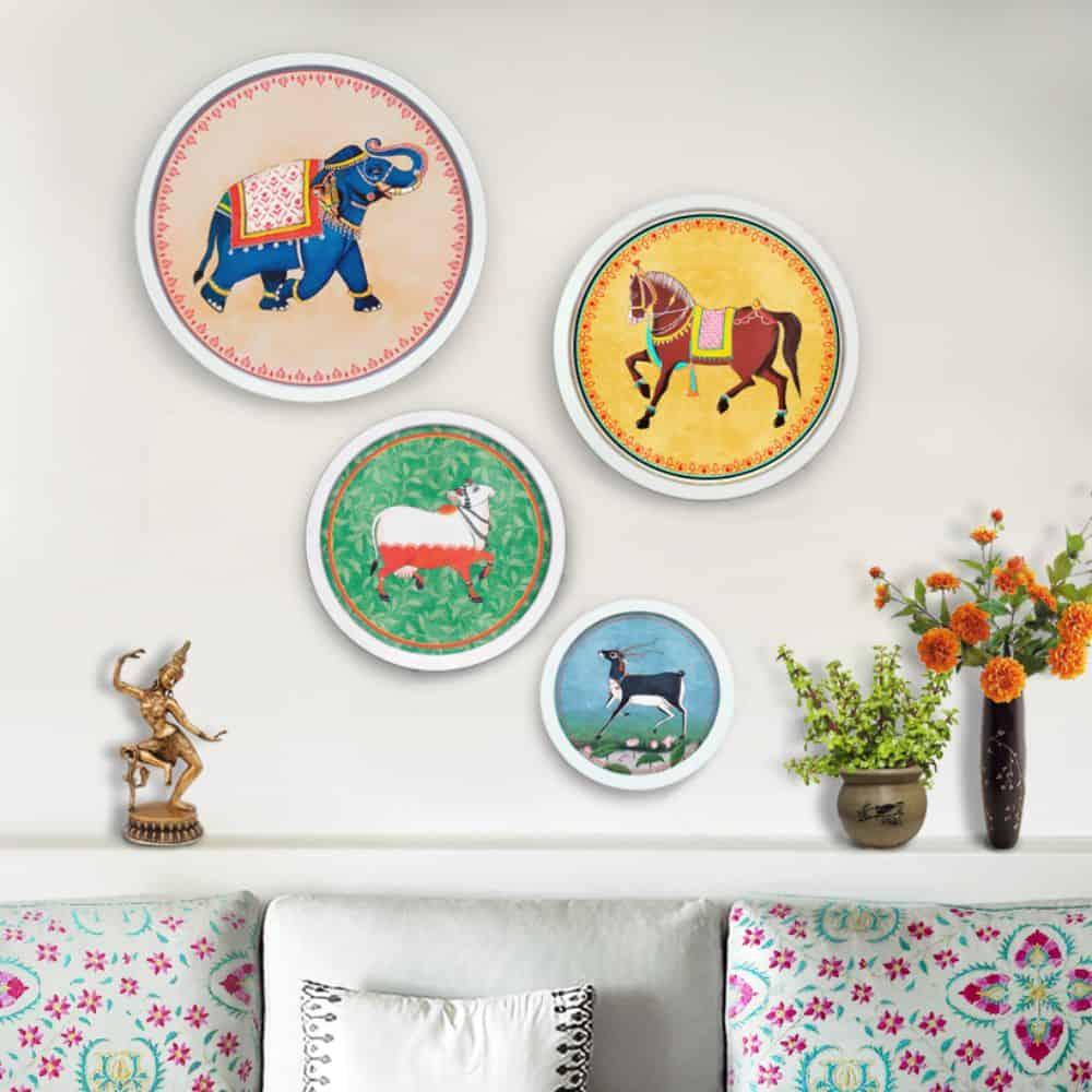 Pichwai-style Framed Wall Art (Set of 4)