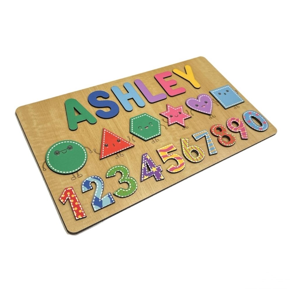 Personalised Wooden Name Puzzle - Shapes & Numbers