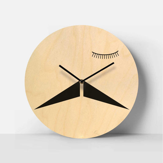 Sharp Stache Birch Clock