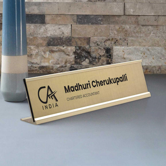 Slimline Desk Name Plate for Chartered Accountant (CA)