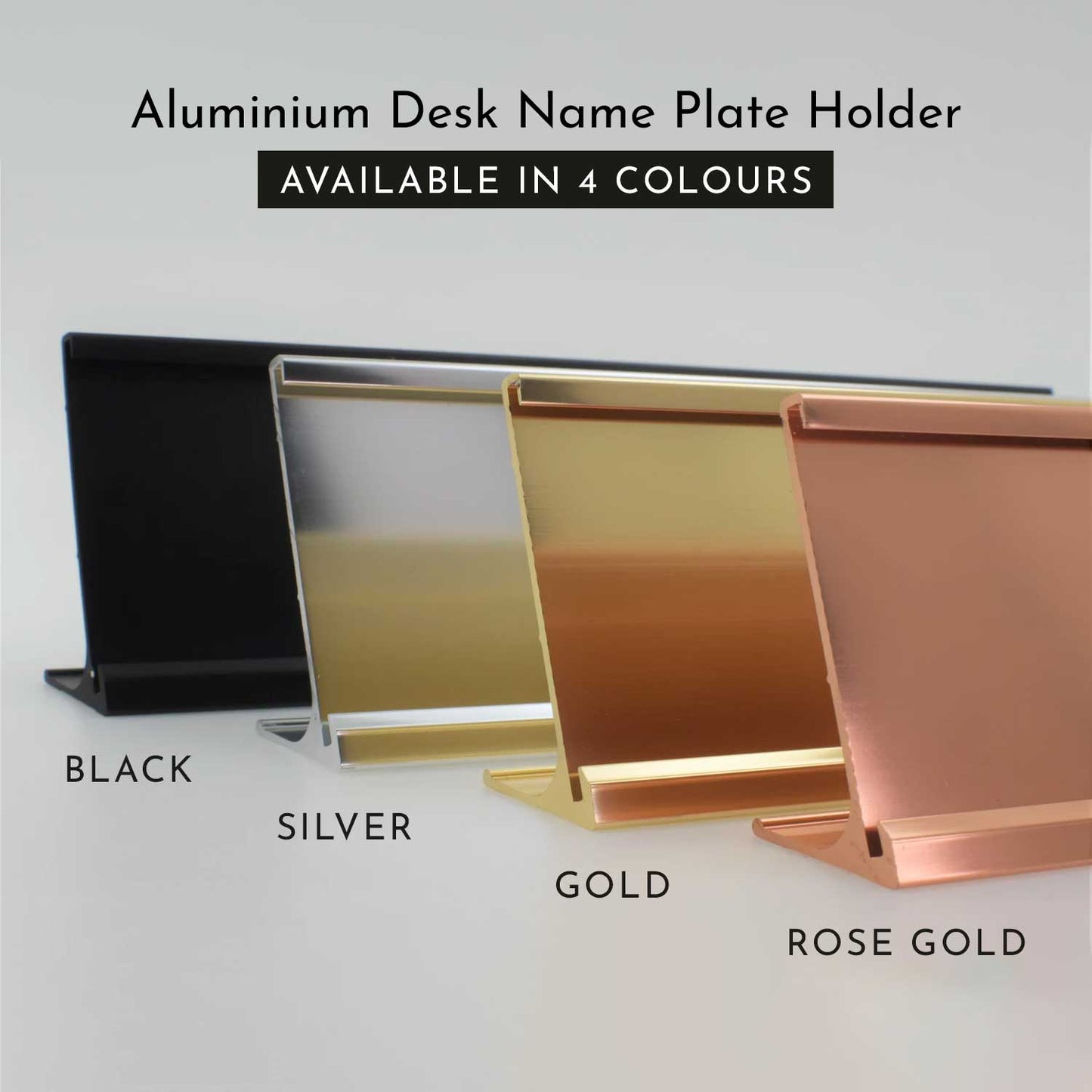 Slimline Classic Desk Name Plate - Gold Stand, Silver Insert