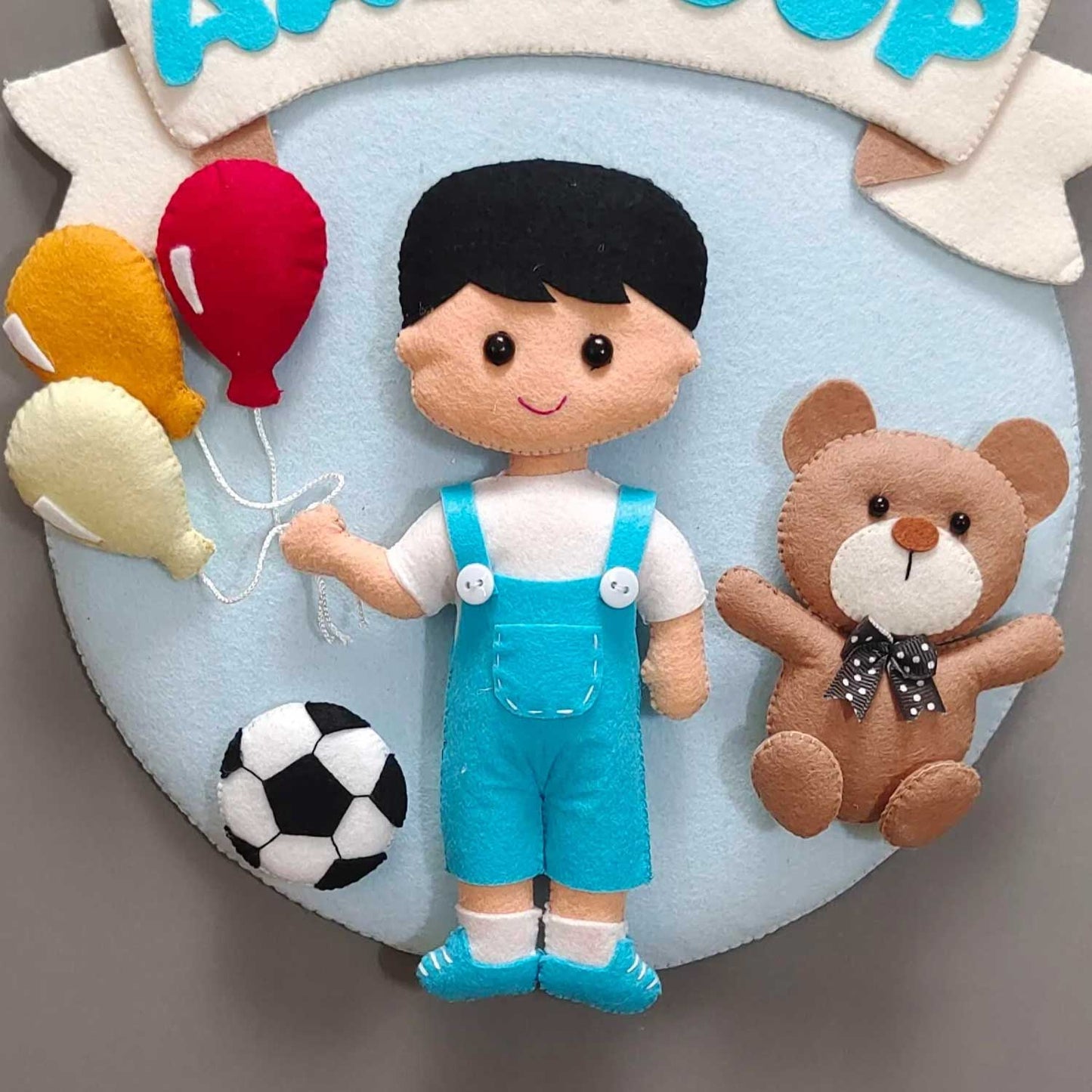 Boy with Balloons - Felt Wall Hanging