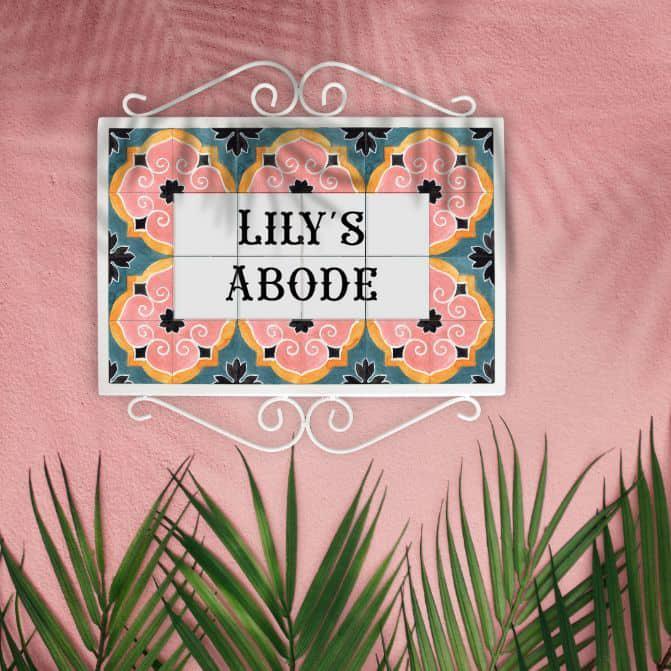 Splendor - Hand-Painted Metal Frame Name Plate - – Housenama